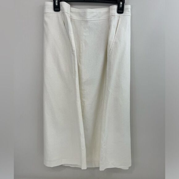 J. Crew Button linen midi skirt in White Plus Size 24 - Picture 4 of 8